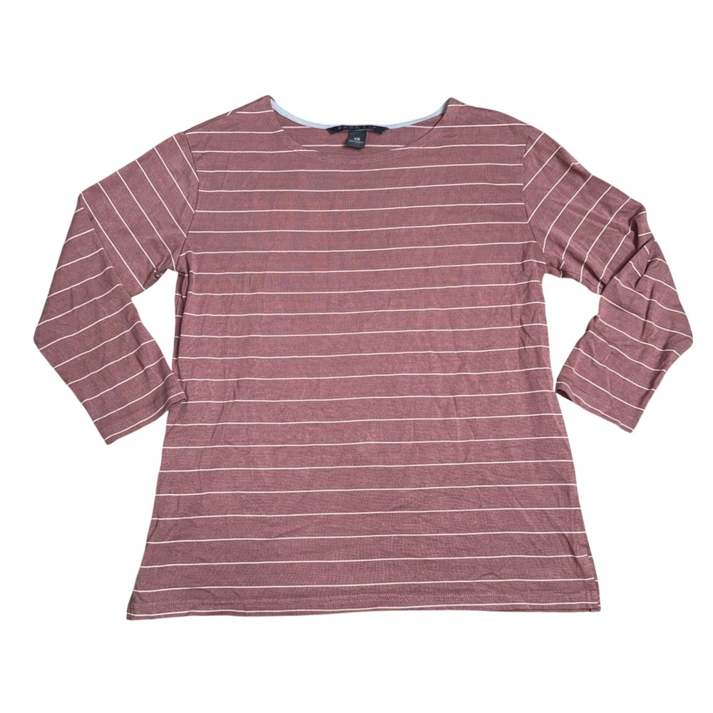 Free Fly Striped Long Sleeve Top Womens XS Mauve Good Bamboo Blend Nautical